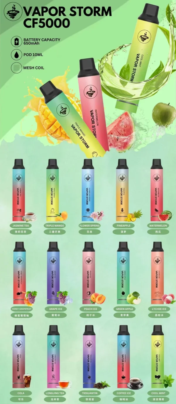 VAPOR STORM 風暴5000口一次性電子煙-抛棄式/高級續航💖